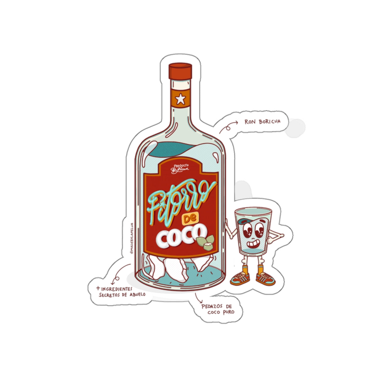 Pitorro de Coco - Die-Cut Sticker, Puerto Rico