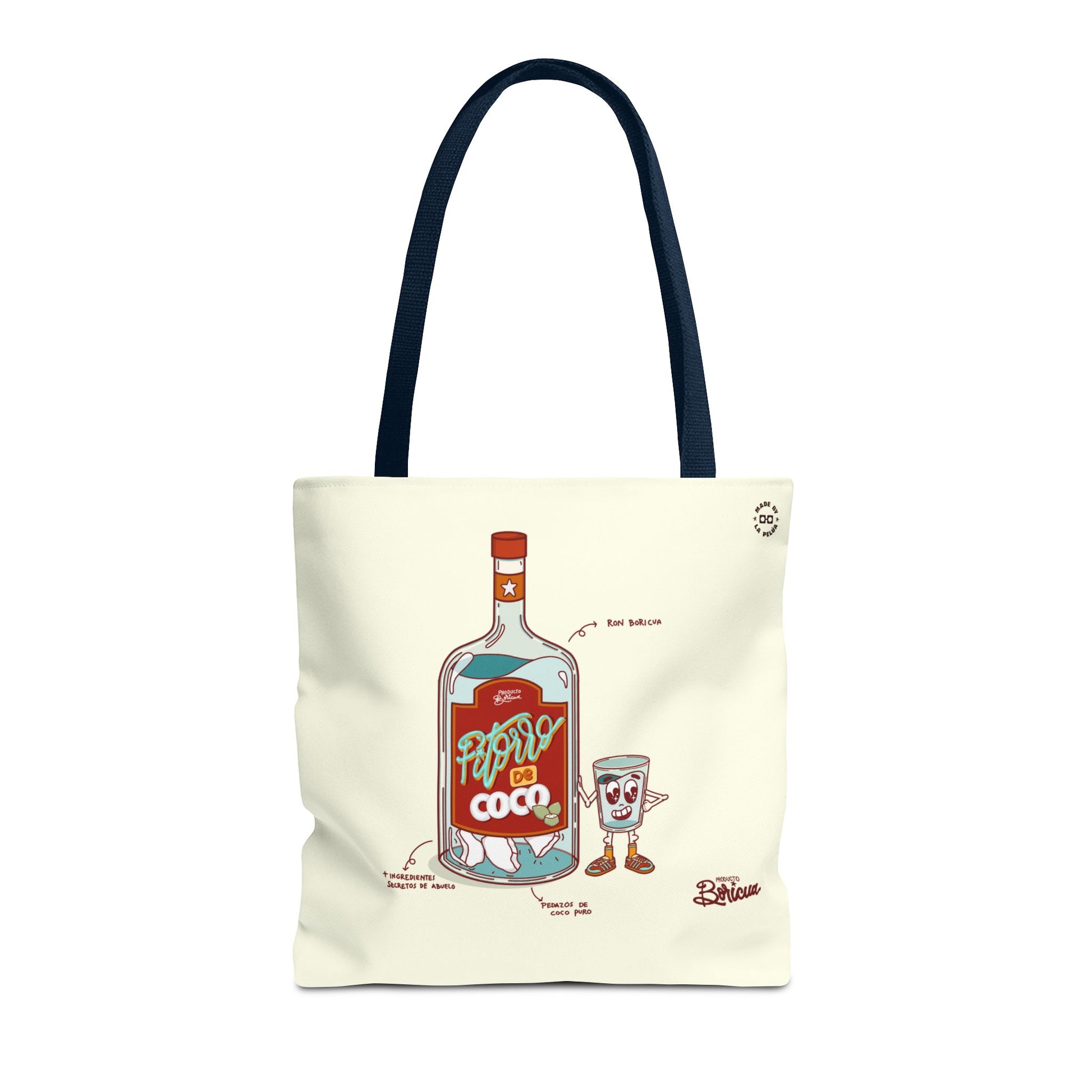 Pitorro de Coco - Bandera de Puerto Rico Tote Bag (Crema)