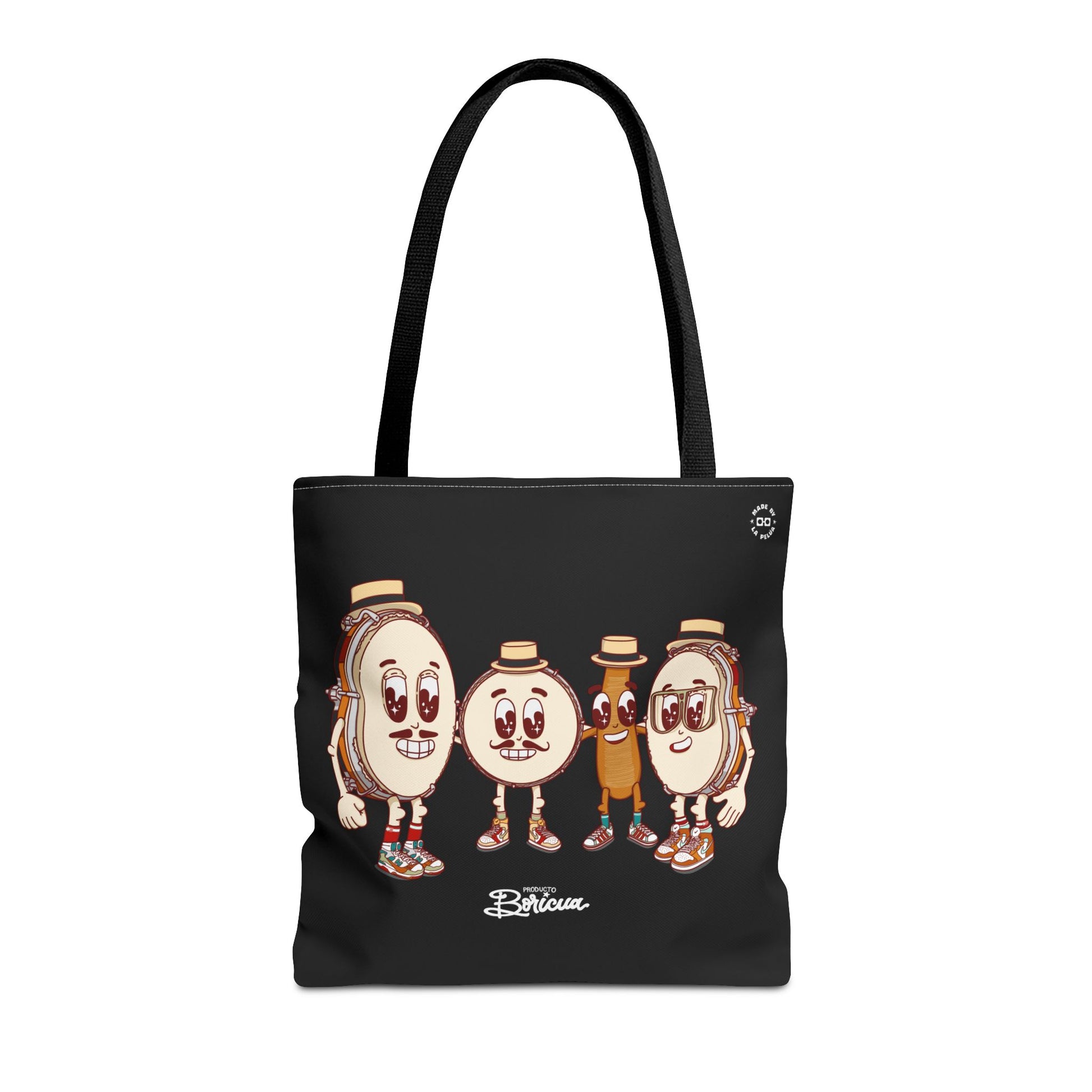 Cafe con Ron Tote Bag- Bandera Puerto Rico (Negro)