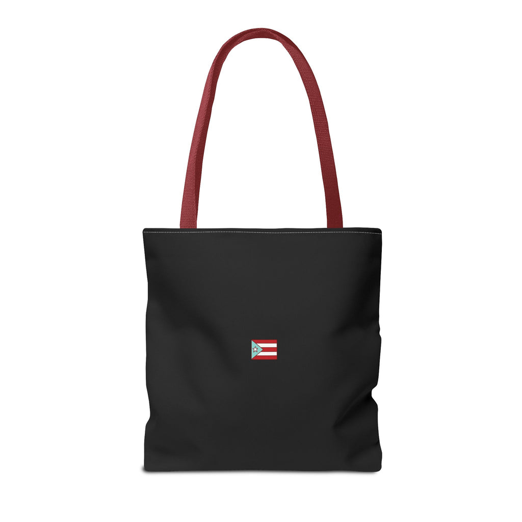 Cafe con Ron Tote Bag- Bandera Puerto Rico (Negro)