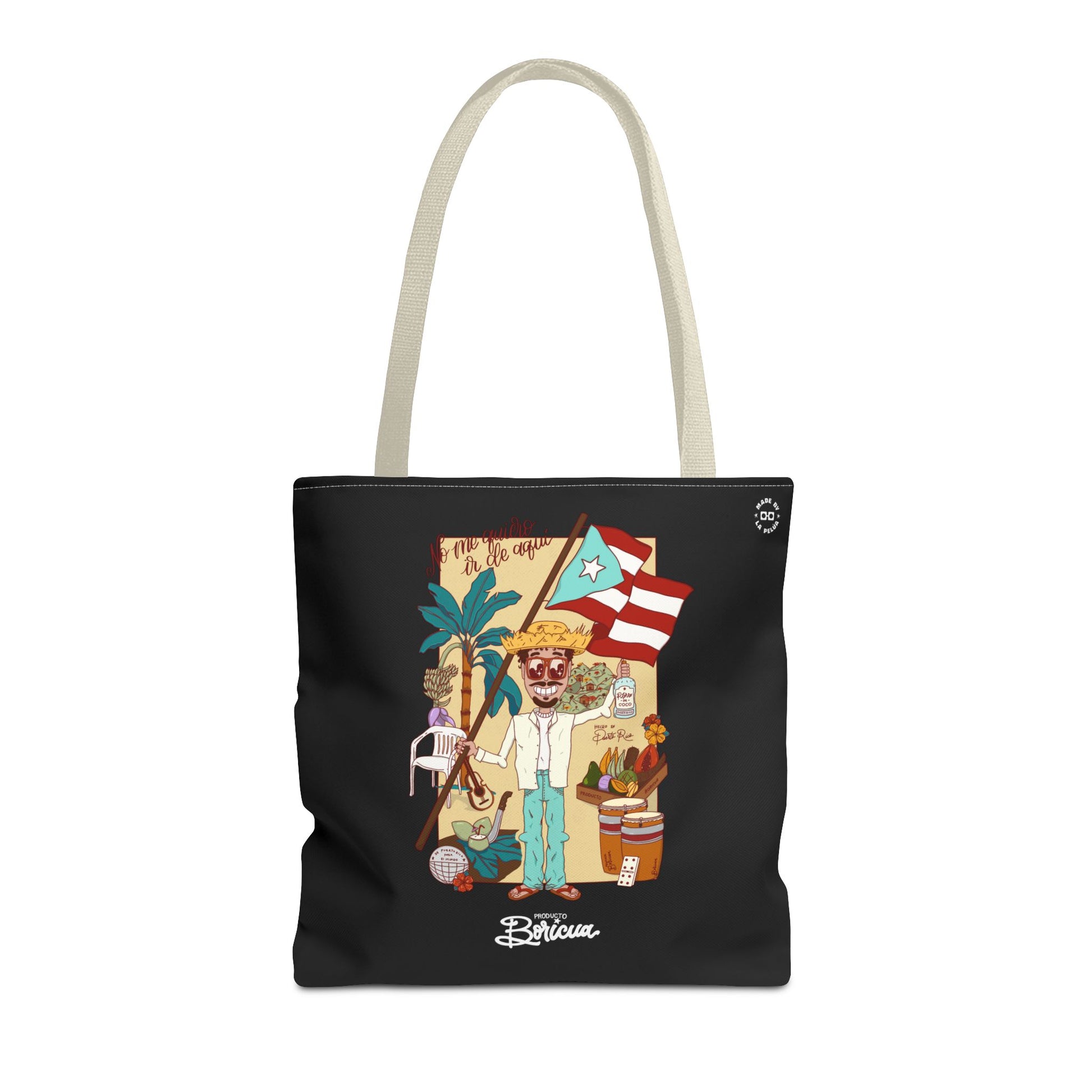 BB en La Mudanza Tote Bag - Bandera de Puerto Rico (Negro)