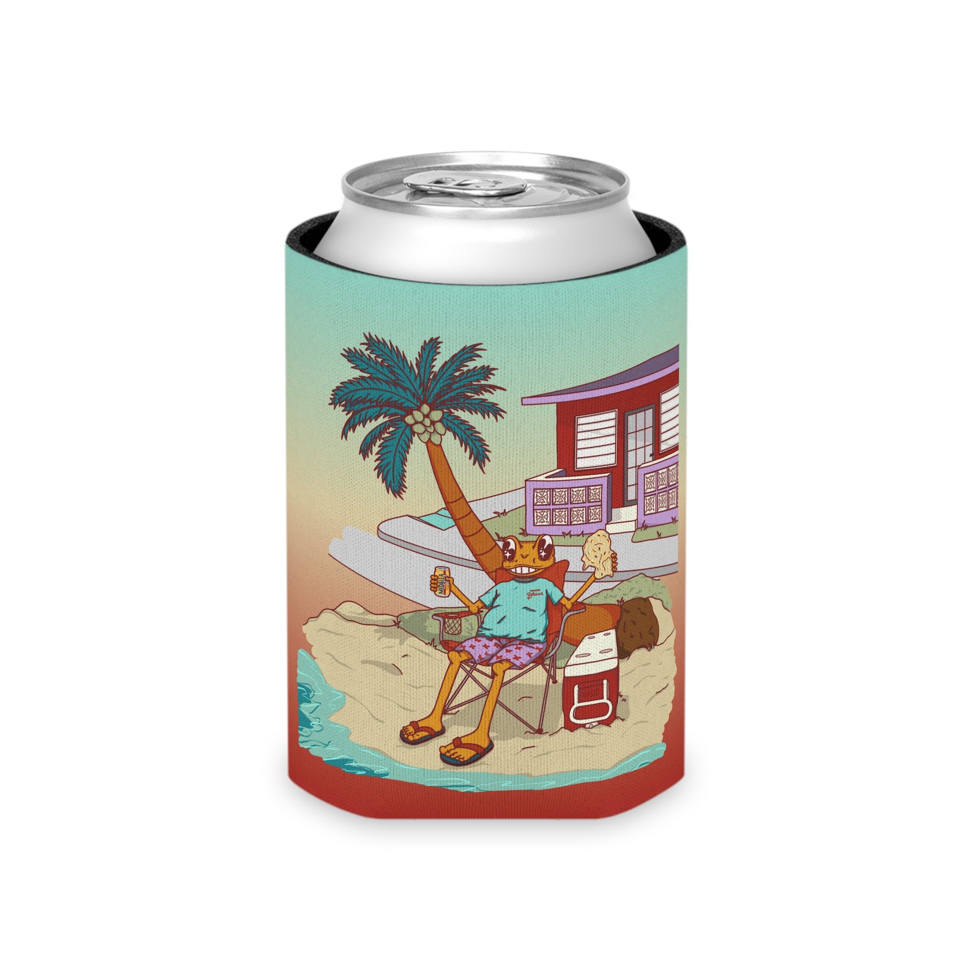 Concho en la playa en PR Can Cooler - Boricua (Gradiente)