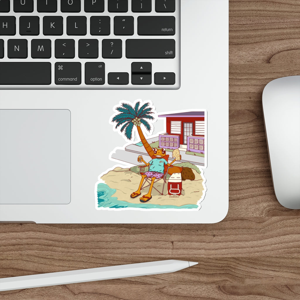 Concho en la playa en PR - Die-Cut Sticker, Puerto Rico