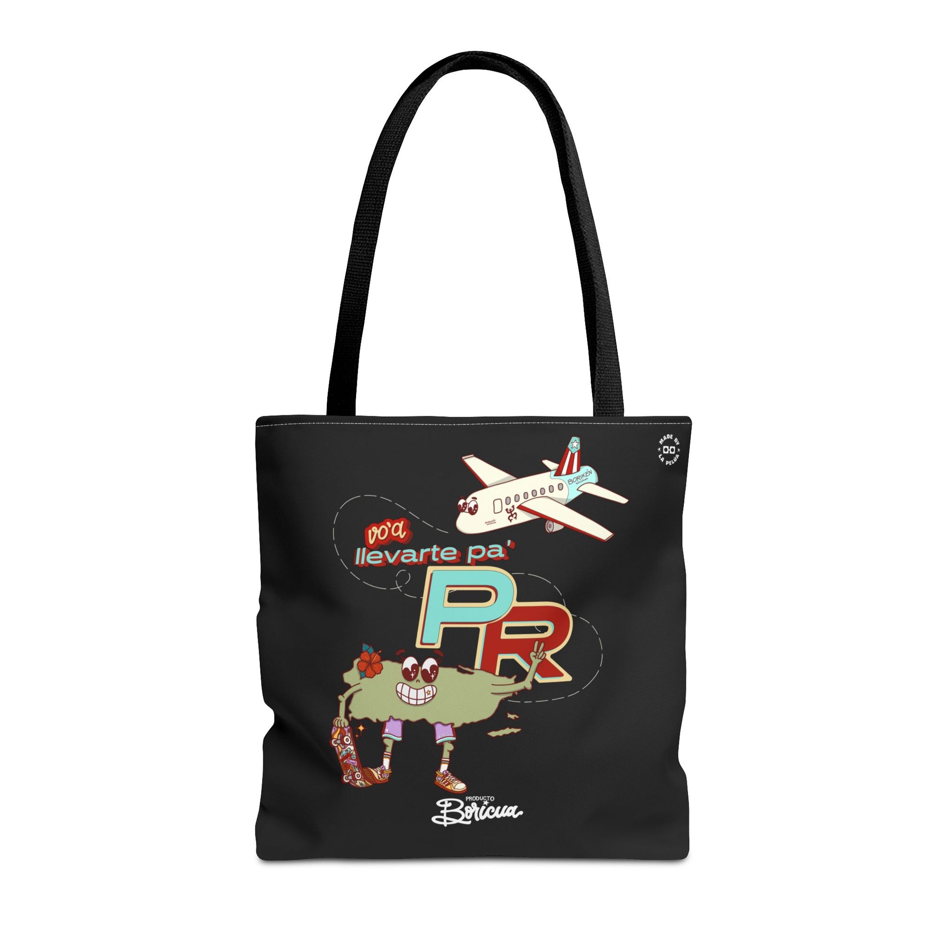 Voy a llevarte para PR Tote Bag - Bandera Puerto Rico (Negro)