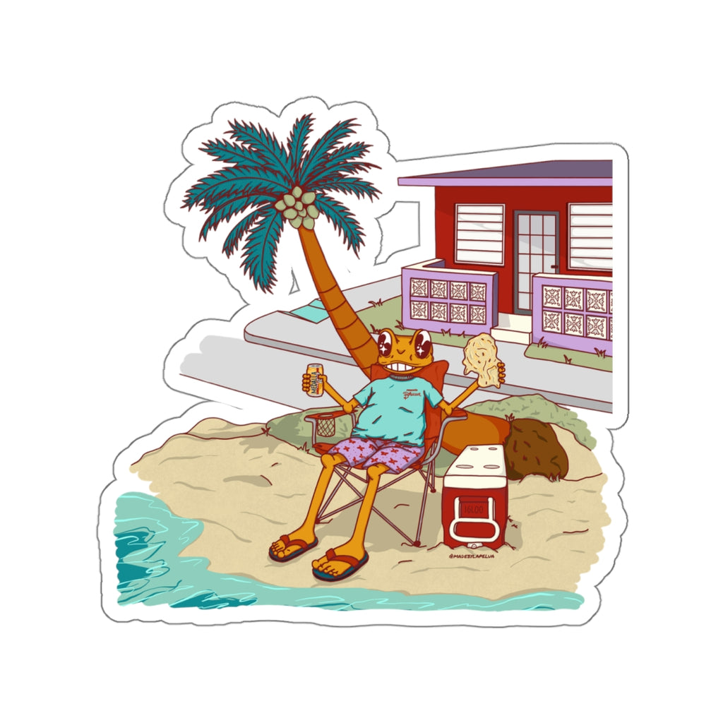 Concho en la playa en PR - Die-Cut Sticker, Puerto Rico