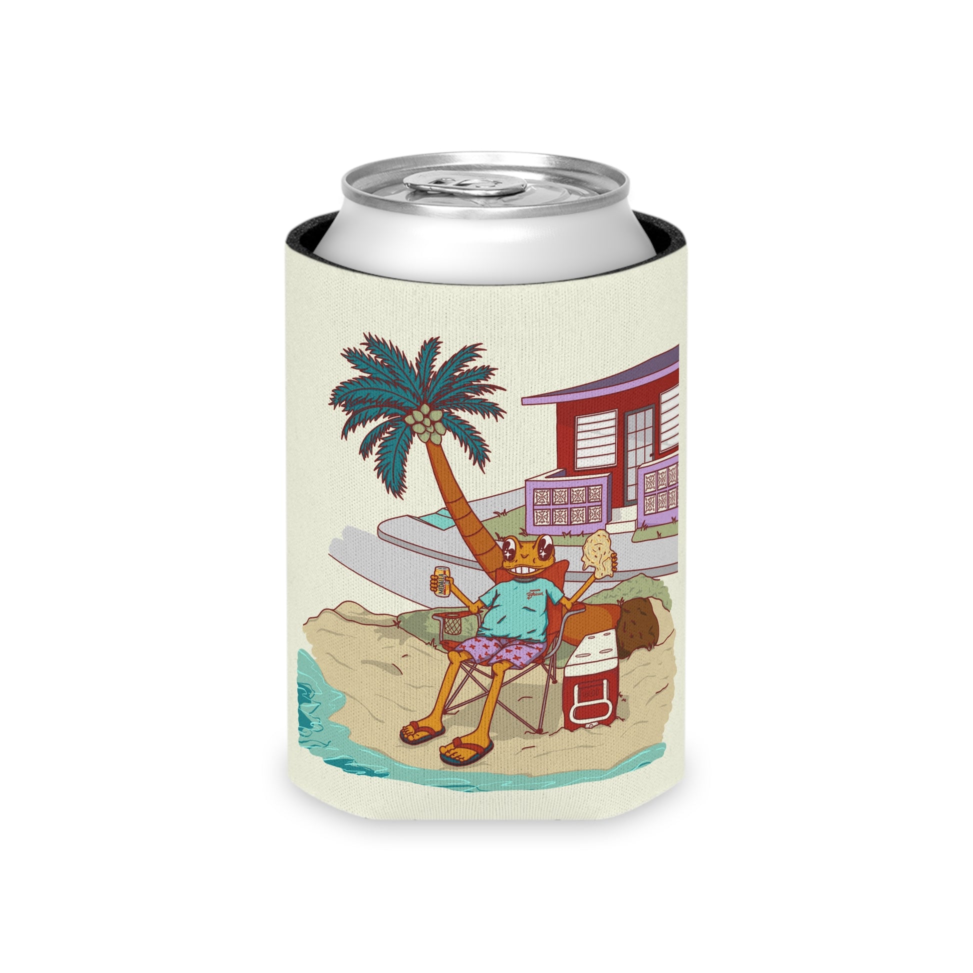 Concho en la playa en PR Can Cooler - Puerto Rico (Crema)