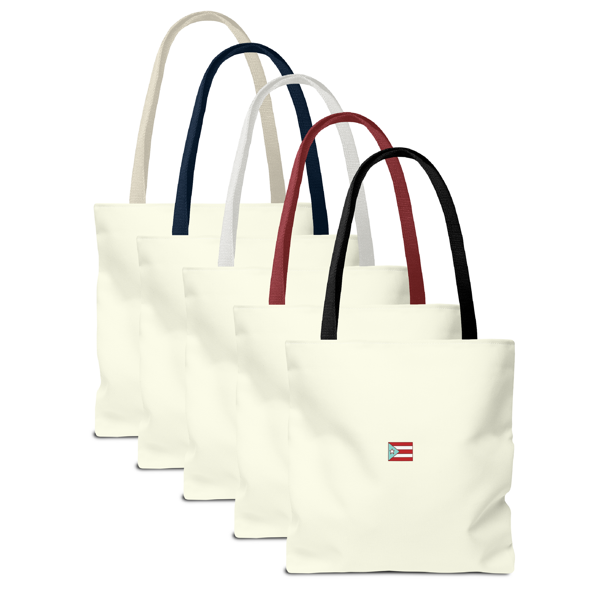 Cafe con Ron Tote Bag - Bandera Puerto Rico (Crema)