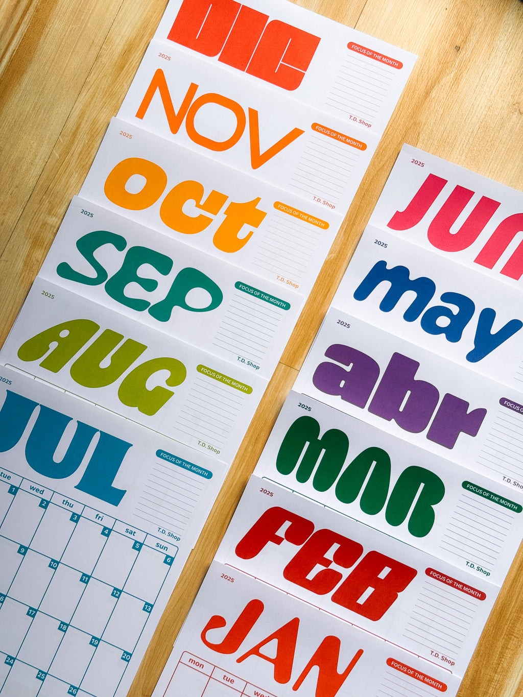 Funky 2025 Monthly Calendar (Dated)