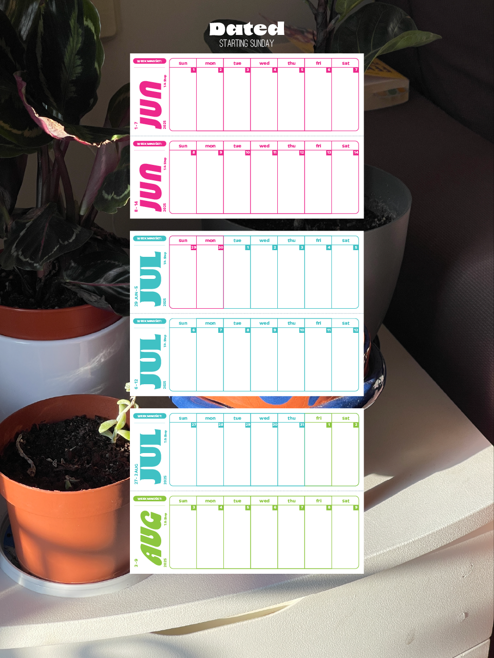 Funky 2025 Weekly Calendar (Dated&Undated)