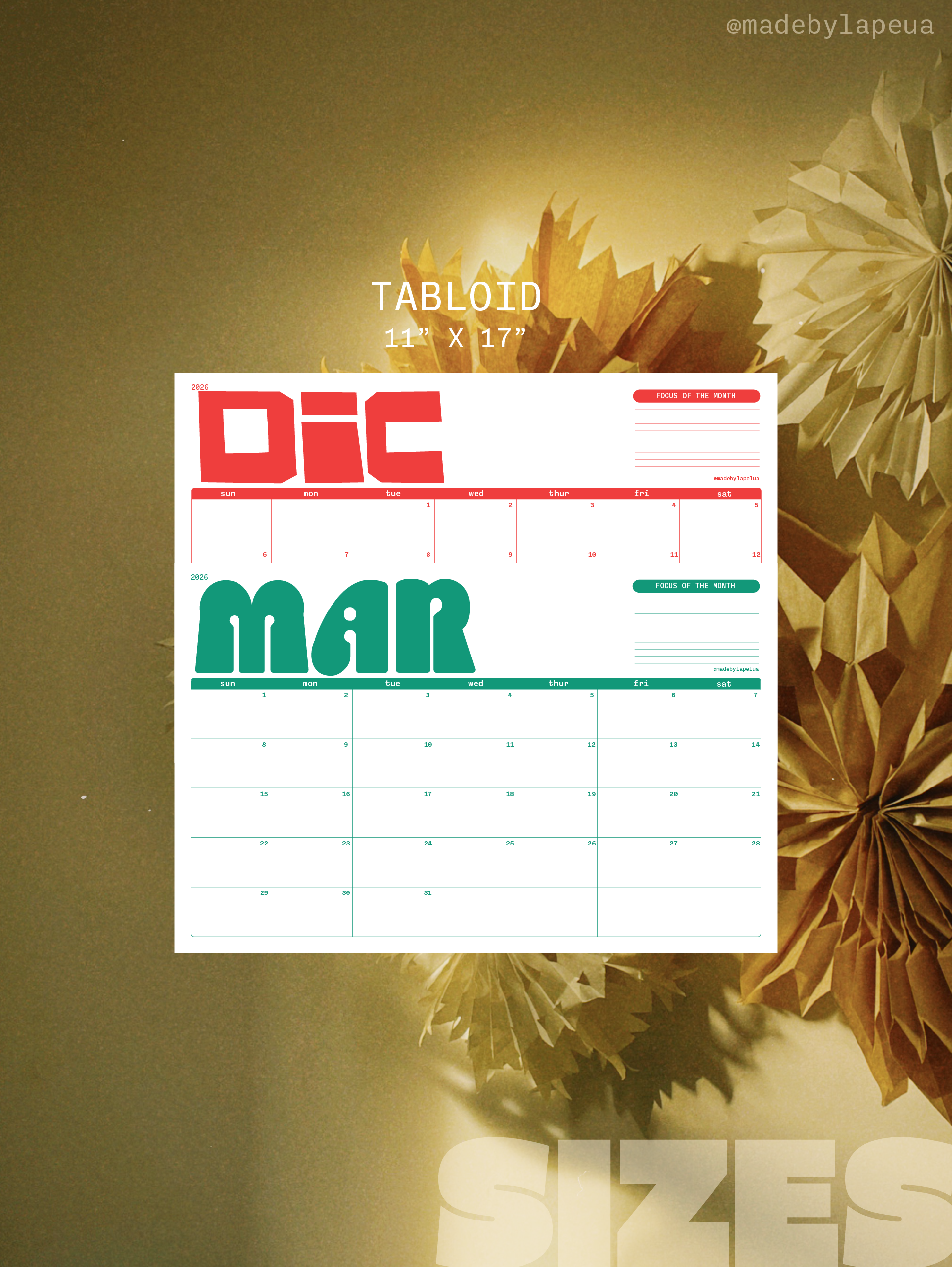 2026 Funky Calendar - Tabloid Size (Digital)