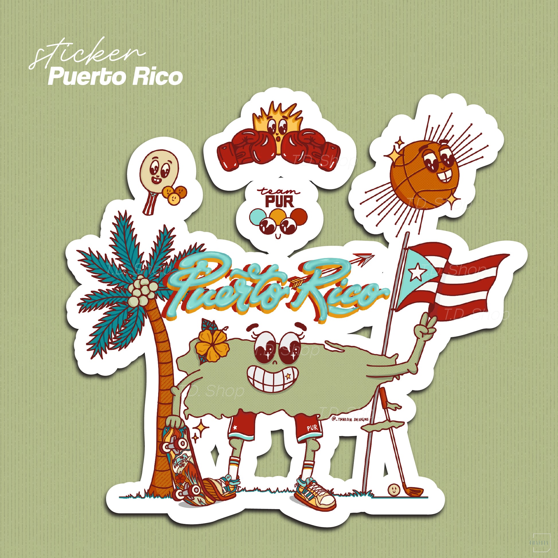 Sticker Puerto Rico - Juegos Atléticos 2024